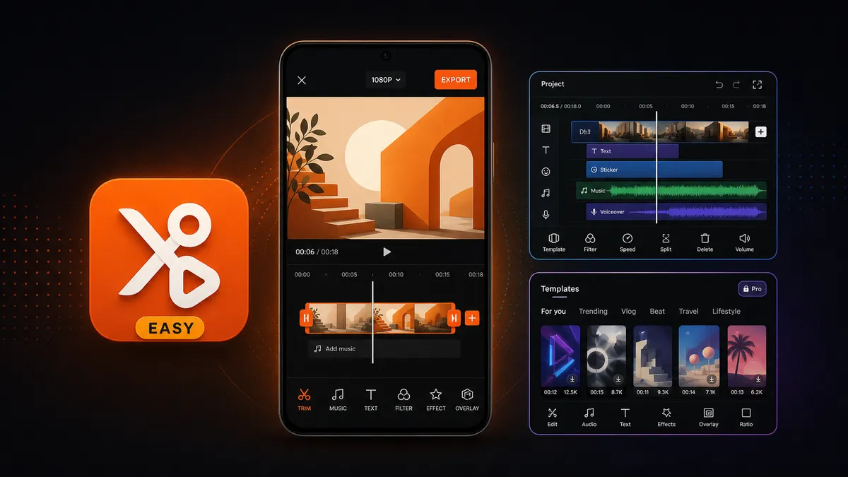 Best beginner video editing app for Android with YouCut style simple timeline, VN advanced timeline, and CapCut templates comparison