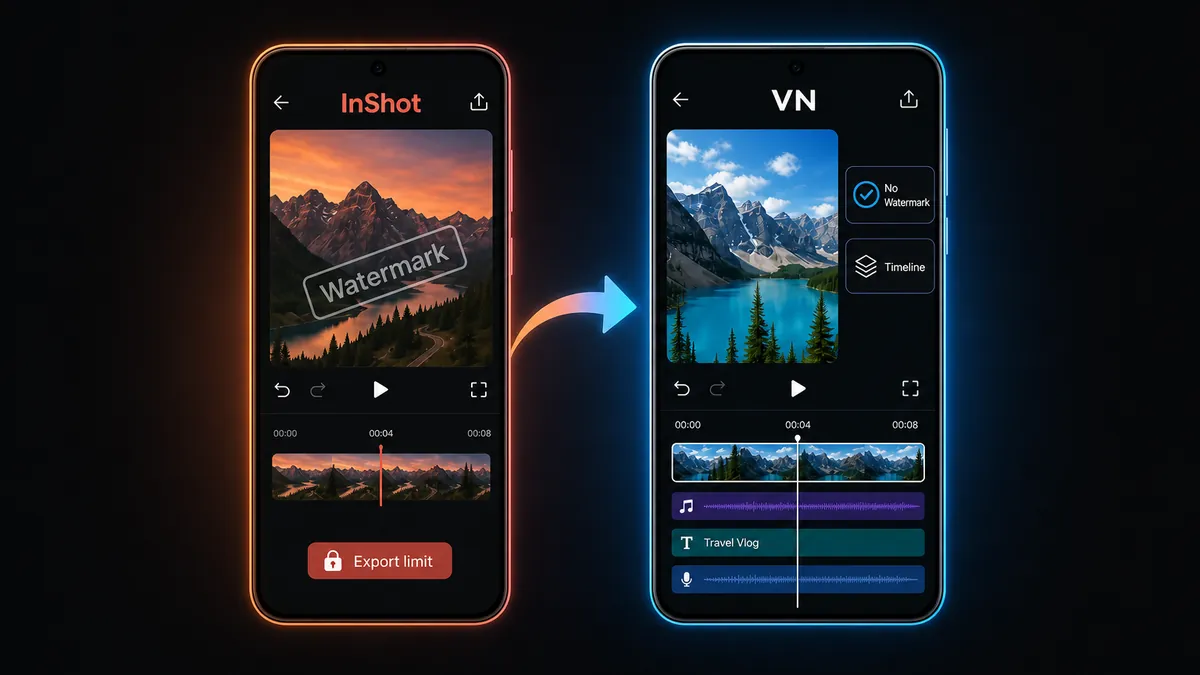 InShot watermark frustration leading to VN Video Editor as a free no-watermark Android video editing alternative