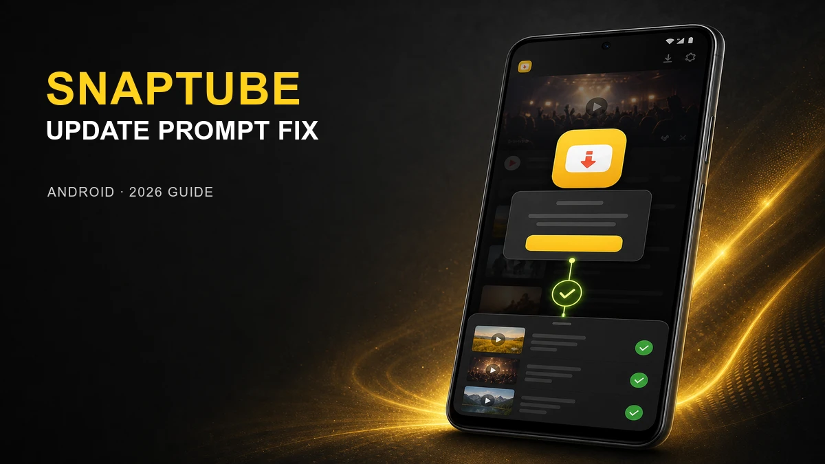 SnapTube update-required prompt repaired to restore video playback and downloads on Android